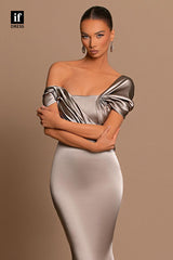 34120 - Glamorous Cap Sleeves Sheath Satin Prom Evening Formal Dress