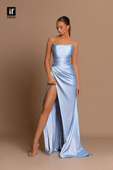 34121 - Classic Off-Shoulder Pleats Side Split Prom Formal Evening Dress
