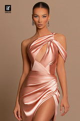34123 - Charming One Shoulder Pleats Sheath Prom Formal Evening Dress