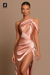 34123 - Charming One Shoulder Pleats Sheath Prom Formal Evening Dress