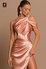 34123 - Charming One Shoulder Pleats Sheath Prom Formal Evening Dress