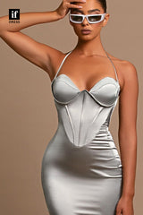 34126 - Distinctive Halter Sweetheart Pleats Prom Formal Evening Dress