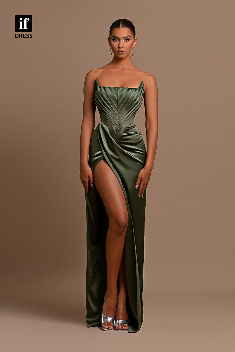 34129 - Sexy Off-Shoulder Square Pleats Prom Formal Evening Dress