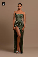 34129 - Sexy Off-Shoulder Square Pleats Prom Formal Evening Dress
