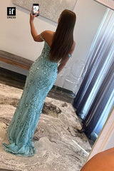 34137 - Charming Off-Shoulder Sweetheart Appliques Side Split Prom Formal Dress