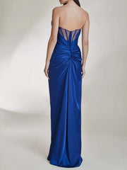 Sheath/Column Strapless Floor-Length Prom Dresses V-neck Sexy