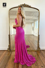 34148 - Distinctive Spaghetti Straps V-Neck Appliques Prom Formal Dress