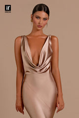 34181 - Elegant SheathV-Neck Pleats Sleeveless Prom Formal Party Dress