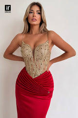 34215 - Generous Spaghetti Straps V-Neck Sheath/Column Prom Formal Dress