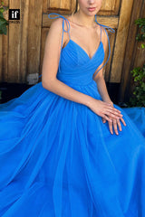 34332 - Distinctive Spaghetti Straps A-Line V-Neck Prom Formal Evening Dress