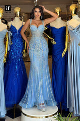 34384 - Stunning Strap Sequins Appliques Sleeveless Prom Evening Formal Dress