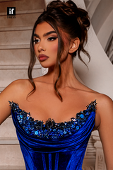 34940 - Sexy/Hot Strapless Beads Scoop Mermaid Prom Evenming Formal Dress with Gloves