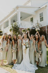 Weitese Mermaid Light Green Long Bridesmaid Dress Party Dress