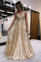 35026 - Stunning Straps V-Neck Lace Appliques Sleeveless A-Line Prom Dress