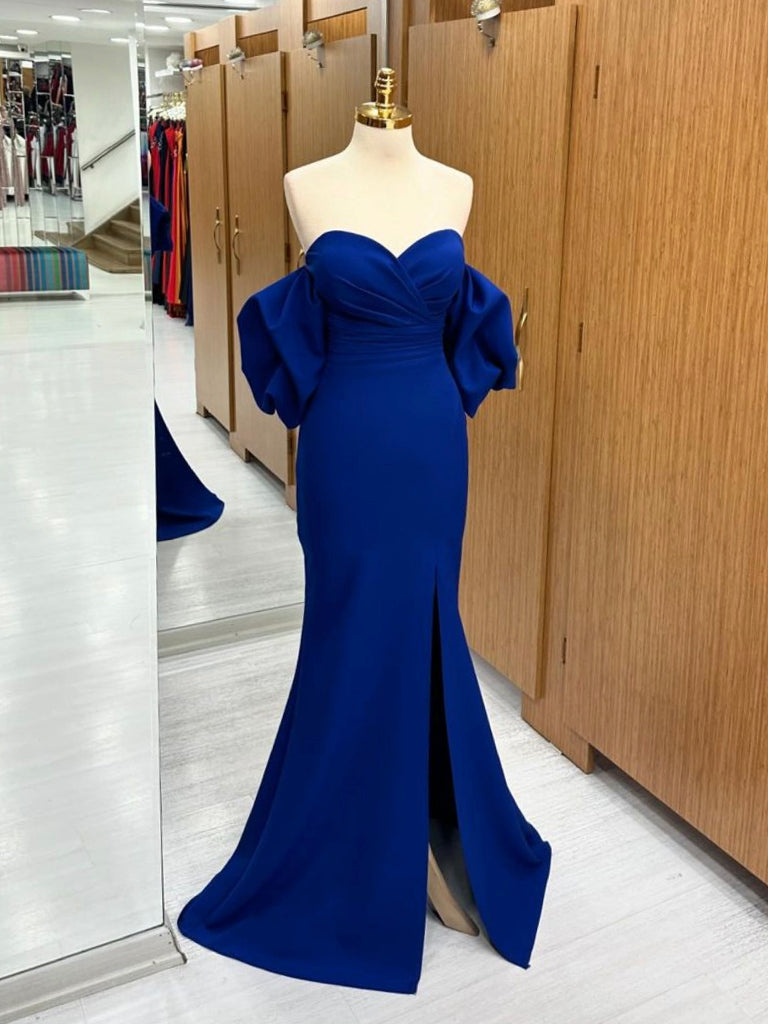 Mermaid Sweetheart Neck Satin Royal Blue Long Prom Dress