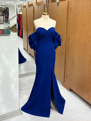 Mermaid Sweetheart Neck Satin Royal Blue Long Prom Dress