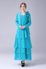 A-Line Scoop Neck Chiffon Floor-Length Mother Of the Bride Dress