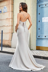 Aimishang Elegant Evening Dress Spaghetti Straps Pleated Mermaid Prom Dresses Gown