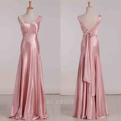 Mermaid V Neckline Backless Long Satin formal dresses Bridesmaid Dresses evening gown Prom Dress