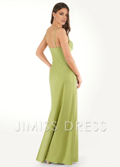 Jimiss asymmetrical neckline backless side slit and floor length Prom dress