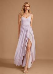 A-Line V-Neck Asymmetric Ruffle Chiffon Bridesmaids Dress