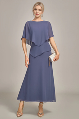 Stormy Sheath Spoon Tea Chiffon Bridal Mother Dress