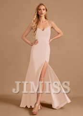 Horn/Tail V-neck and Ground Chiffon Bridesmaid Dress