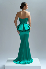 Mermaid satin lined tight corset and floor length evening gown（dresses only）