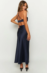 Jimiss collar neckline thin shoulder strap backless satin long Prom dress