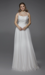 Chiffon lace square collar with flowing back tie for wedding dress