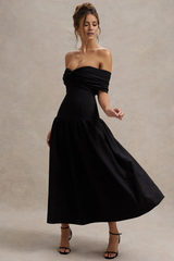 Shoulder less collar crepe fabric backless tea long evening dress - jimiss dress