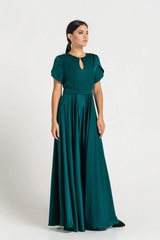 A-line simple Crew Neck Short Sleeve Bridesmaid Dress Formal Dresses for Wedding Guest Cocktail Dress Mother of the Bride Dresses