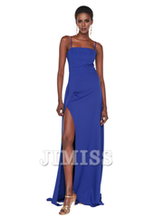 Split neckline evening gown and graduation gown formal evening gown