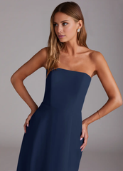 A-line side seam chiffon side slit and floor length bridesmaid dress - Jimiss Dress