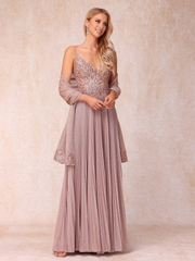 A-line princess thin shoulder strap sleeveless sequin long mother of the bride dress