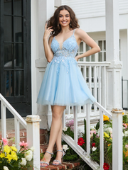 Lace Decorative Corset Top Homecoming Dress