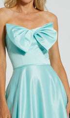 Strapless A-line butterfly condensation back and floor length Prom dress