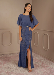 Sheath Crew Neck Sequins Chiffon formal dresses evening dress Mother of the Bride Dresses