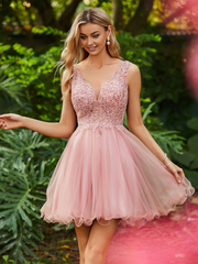 A-line sequined top with ruffled edges for short Homecoming dress