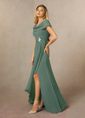 A-Line Chiffon Dress formal dresses evening gown Mother of the Bride Dresses With Side Slit