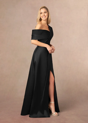 A-Line Pleated Black formal dresses evening gown Mother of the Bride Dresses