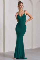 Mermaid Strap V-neck and Ground length Evening Dress - Jimiss Dress