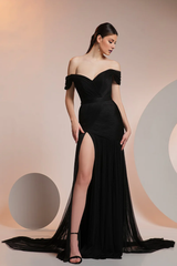 Satin tight corset with satin lining and floor length evening gown