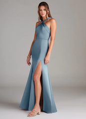 A-line pleated satin bridesmaid dress - Jimiss Dress