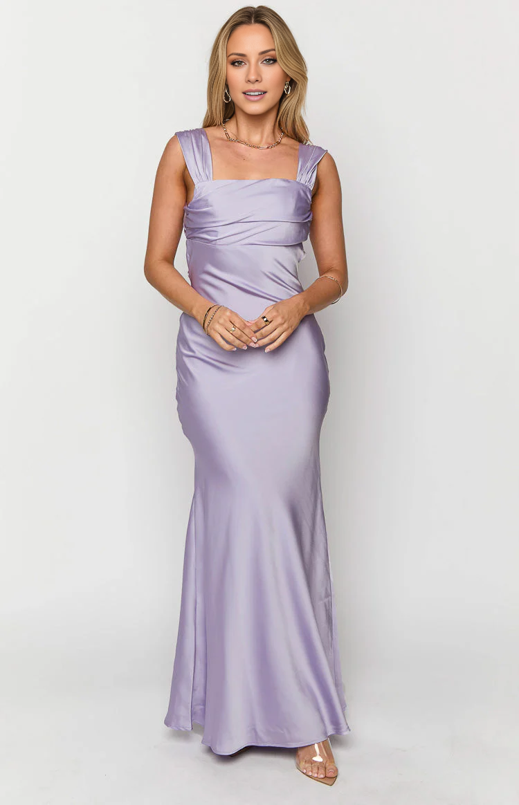 Jimiss - Square neckline backless thin shoulder strap back strap Maxi length prom dress