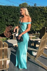 Jimiss off shoulder navy blue backless straight leg long dress