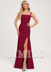 Trumpet Fishtail Square Floor-Mounting Chiffon Bridesmaid Dress