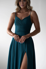 Thin shoulder strap with open back and floor length Prom Dress - Jimiss Dress