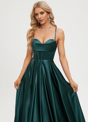 A-line sweetheart floor length satin prom dress