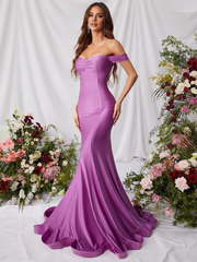 Mermaid elegant off shoulder collar and floor length Prom Dress - LD Dress